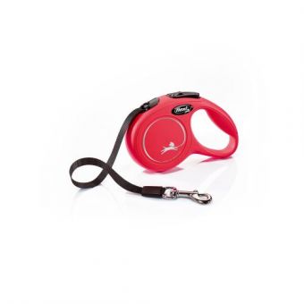 Поводок-рулетка Flexi New Classic для собак, с лентой, размер XS 3 м / 12 кг (красная)