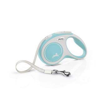 Рулетка Flexi New Comfort для собак, лента, размер S, 5 м (голубая)