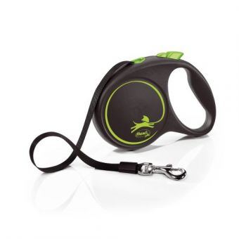 Рулетка Flexi Black Design для собак, лента, размер L, 5 м (зеленая)
