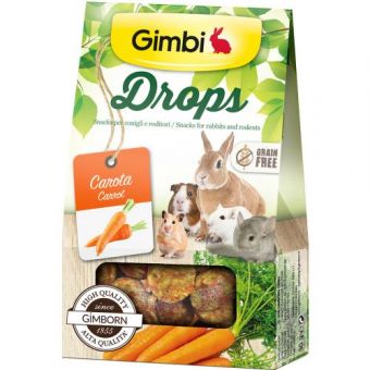 Лакомство GimBi для грызунов, дропсы с морковью, 50 г