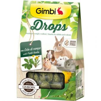 Лакомство GimBi для грызунов, дропсы с травами, 50 г