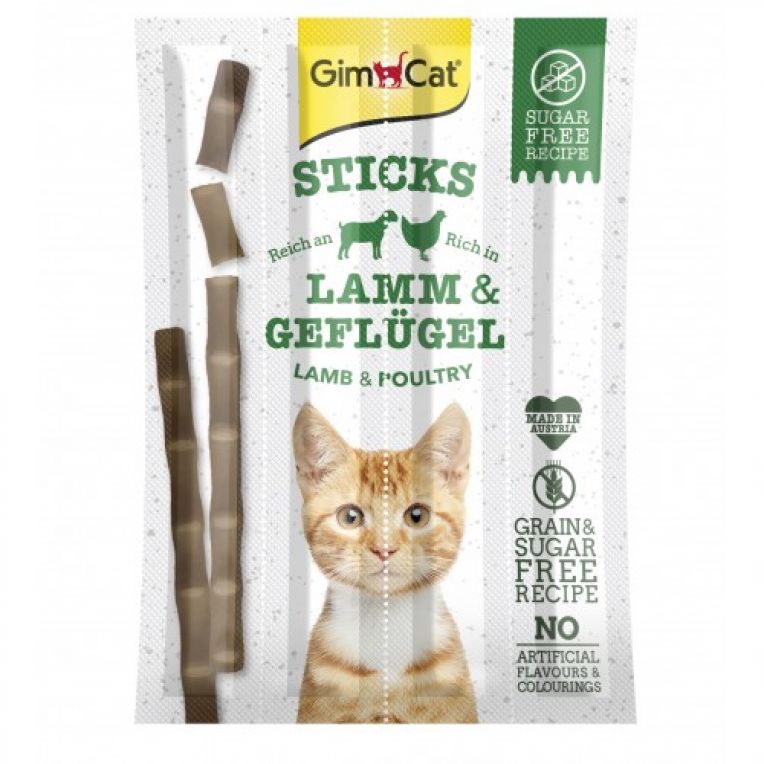 Мясные палочки GimCat для кошек, ягненок и курица, 4 шт