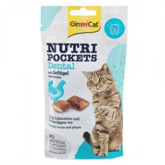 Витаменное лакомство GimCat Nutri Pockets Dental для кошек, для зубов, 60 г