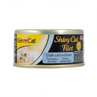 Влажный корм GimCat Shiny Cat Filet для кошек, тунец и анчоус, 70 г