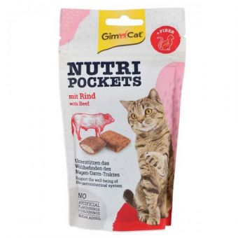 Витаминные лакомства GimCat Nutri Pockets для кошек, говядина, 60 г