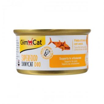 Влажный корм GimCat Shiny Cat Superfood для кошек, тунец и тыква, 70 г