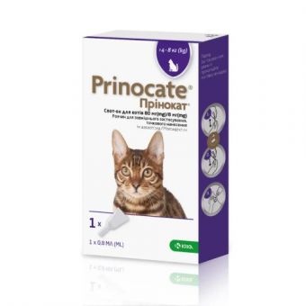 Капли на холке KRKA Prinocate №3 для кошек до 4-8 кг от внешних и внутренних паразитов 80 мг/3 шт