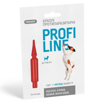 Капли Provet Profiline для собак до 4 кг, 1 пипетка 0,5 мл (инсектоакарицид)