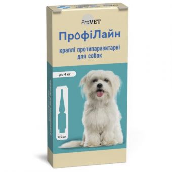 Капли на холке ProVET «Профилайн» для собак до 4 кг, 4 пипетки (инсектоакарицид)