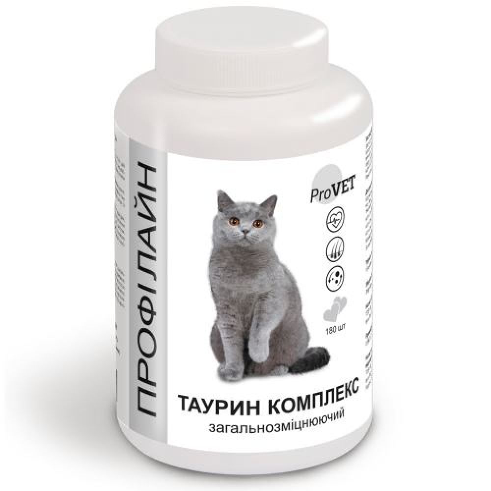 Витаминно-минеральный комплекс ProVET «Профилайн» Таурин для кошек, общеукрепляющий 180 табл