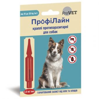 Капли на холку ProVET «Профілайн» для собак 10-20 кг, 1 пипетка (инсектоакарицид)