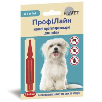 Капли на холку ProVET «Профілайн» для собак до 4 кг, 1 пипетка (инсектоакарицид)
