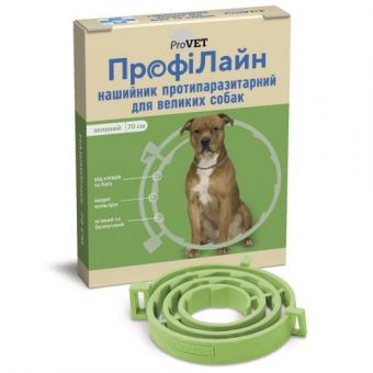 Ошейник ProVET «Профилайн» антиблошиный для собак и кошек 70 см (зеленый)