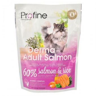 Сухой корм Profine Derma для взрослых длинношерстных кошек, с лососем и рисом, 300 г
