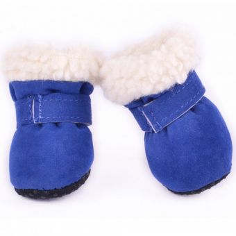 Ботинки Ruispet для малых пород собак, зимние с утеплением, 4 шт./упак. синие, 4,0x3,5 см, S