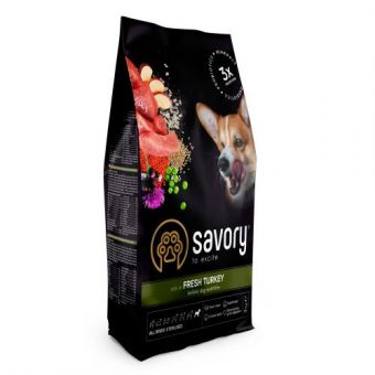 Сухой корм Savory All Breed для стерилизованных собак всех пород, со свежей индейкой, 3 кг