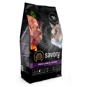 Сухой корм Savory для стерилизованных кошек, со свежим ягненком и курицей, 400 г