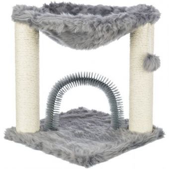 Царапка Trixie Baza для кошек, со щеткой, сизаль/плюш, 41х41х50 см (серый)
