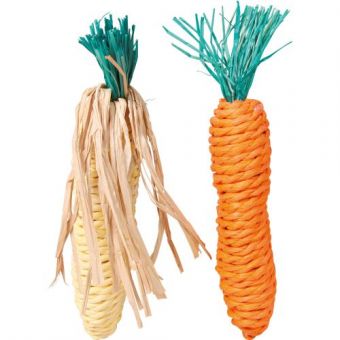 Игрушка Trixie Морковь+кукуруза для грызунов, 15 см (сизаль)