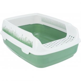 Туалет Trixie Delio для кошек с рамкой зеленый/белый пластик 38х20х50 см