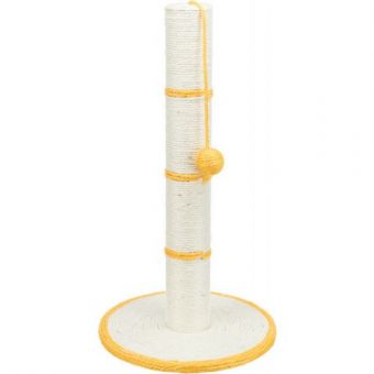Когтеточка Trixie с игрушкой на веревке для кошек столбик, 35х62 см (сизаль)
