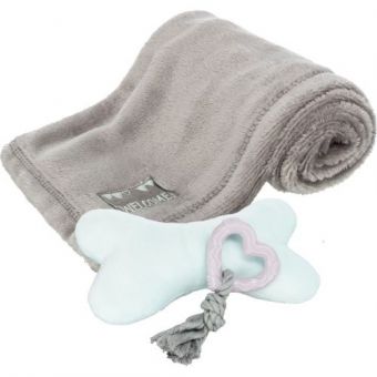 Набор Trixie Одеяло и две игрушки для щенков, 22 см/13 см, 3 шт (полиэстер/коттон/резина)