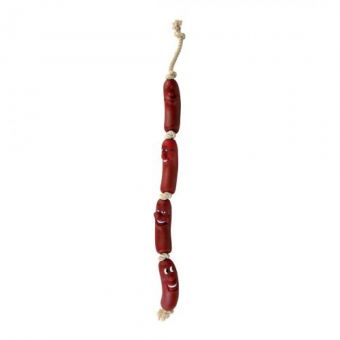 Игрушка Trixie Сарделька на веревке для собак, 75 см (винил)