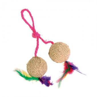 Игрушка Trixie Мячи на верёвке для кошек, d:4,5 см (джут)