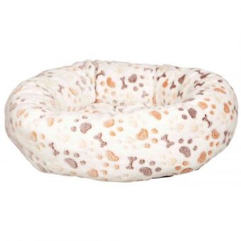 Лежак Trixie Lingo для собак, флисовый, с лапками/косточками, 50х40 см (белый/бежевый)