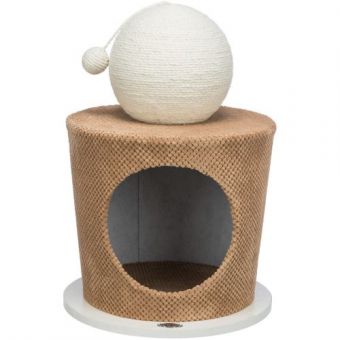 Царапка Trixie Дом с шаром для кошек, МДФ/джут/плюш, 36х50 см (серо-коричневый)