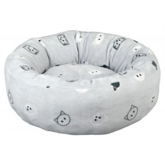 Лежак Trixie Mimi для кошек, наполнитель из флиса/плюш, с мордочками, 50 см (серый)