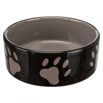 Миска Trixie для собак, коричневая с лапками, 1,4л, d:20 см (керамическая)