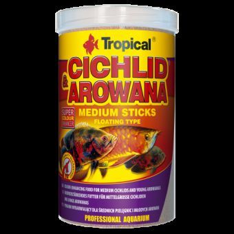 Сухой корм Tropical Cichlid & Arowana Medium Sticks для мясоядных цихлид, 360 г (палочки)