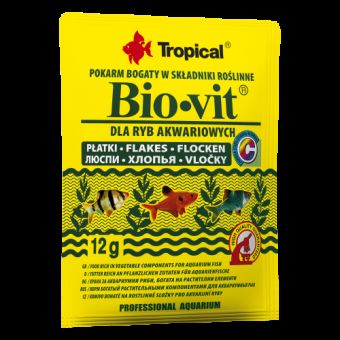 Сухой корм Tropical Bio-Vit для травоядных аквариумных рыб, 12 г (хлопья)