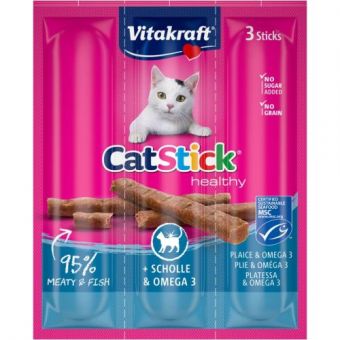 Мясные палочки Vitakraft для кошек, камбала и Омега-3, 3 шт