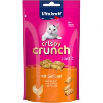 Хрустящие подушечки Vitakraft Crispy Crunch для кошек, с мясом птиц, 60 г