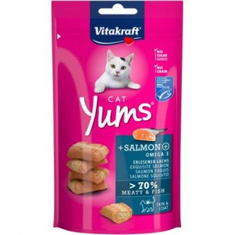 Подушечки Vitakraft Yums для кошек, лосось и Омега 3, 40 г
