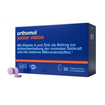 Orthomol Junior Vision (жевательные таблетки со вкусом черники-персика)