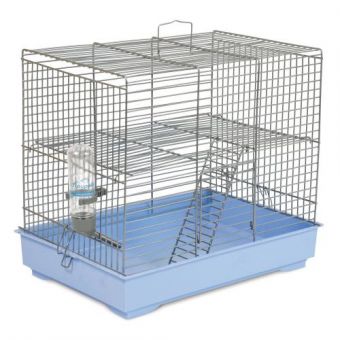 Клетка Природа «Микки» для грызунов, с лестницей 37x25x30 см (хром/светло-голубая)