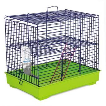 Клетка Природа «Микки» для грызунов, с лестницей 37x25x30 см (синяя/зеленая)