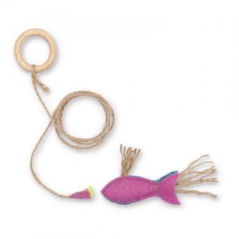 Игрушка-удочка Природа «Рыбка на магните» для кошек, розовая, 9х15 см