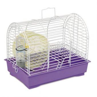 Клетка Природа «Фаворит» для джунгарских хомяков и мышей, с колесом 30x20x24 см (белая/фиолетовая)