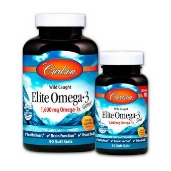 Elite Omega 3 1,600 mg wild caught (90+30 soft gels, lemon)