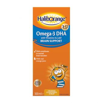 Omega-3 DHA + Vits A,C & D Brain Support (300 ml, orange)