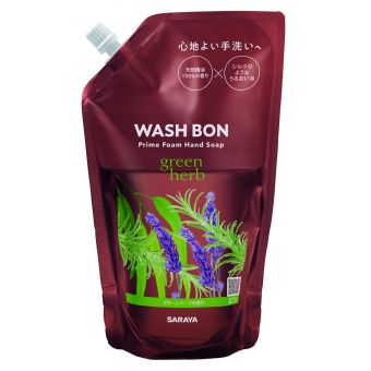 Піна-мило для рук з ароматом зелених трав Wash Bon, запаска, 500 мл