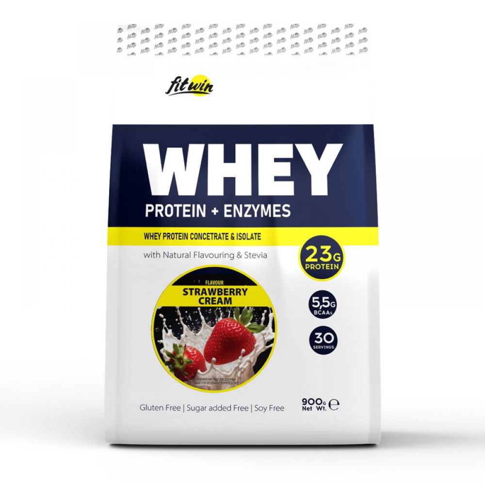 Whey Protein + Enzymes (900 g, strawberry cream)