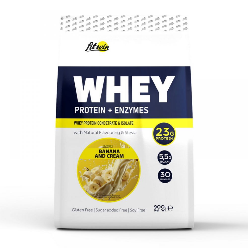 Whey Protein + Enzymes (900 g, banana and cream)