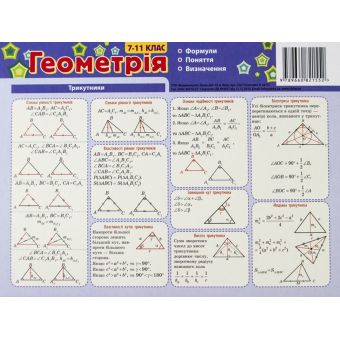 Картонка-підказка. Геометрія. 7-11 класи