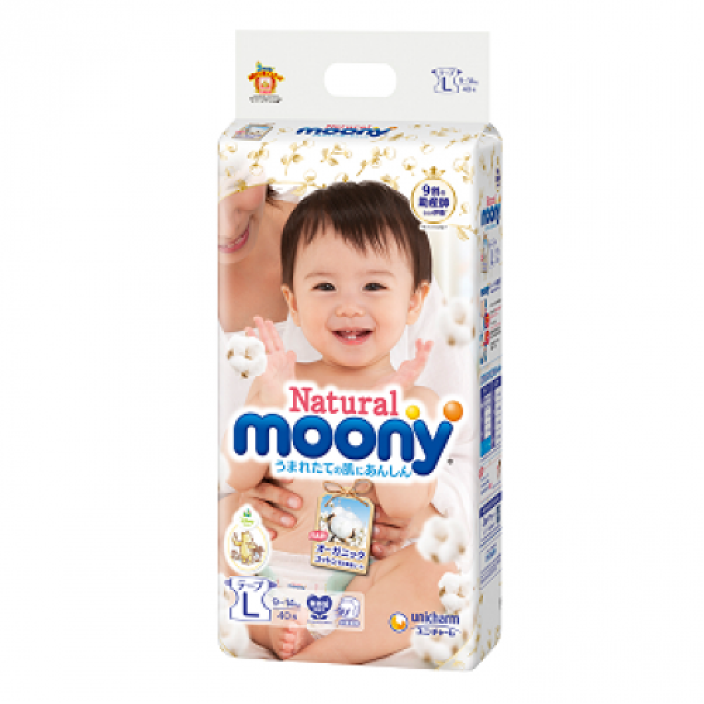 Японські підгузники Moony Natural L(9-14kg) 40шт.