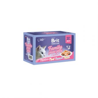 Корм влажный Brit Premium Delicate Fillets in Jelly Family Plate для кошек Семейная тарелка в желе 12 шт x 85 г